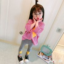 2021 new autumn childrens clothing loose coat girls long sleeve T-shirt spring and autumn baby clothes T-shirt children Korean version