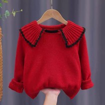 Female Spring and Autumn Children Baby College Style Sweater 2021 New Autumn New Children Korean Knitted Top Long Sleeve