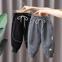 Integrated suede baby thickened sports acrobab boy autumn winter clothing 2021 new small and medium children winter gush pants