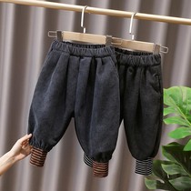 Middle Children Plus Suede Light Core Suede Casual Pants Male Girl Winter Clothing Baby Thickened Light Cage Pants Children Integrated Suede Trousers