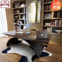 loft iron solid wood desk boss Workbench Nordic laptop desk creative moon foot book table