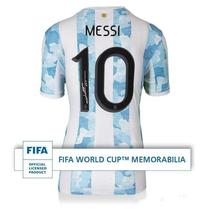 Crown Lionel Andres Messi Messi autographed Argentina team 2021 football jersey jersey