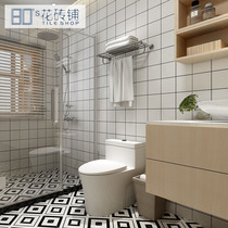 Ikea Nordic wall tiles kitchen bathroom tiles balcony wall tiles simple modern black and white Nine Palace grid small white bricks