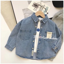 South Korean childrens clothing spring-style thin childrens denim shirt boy long sleeve shirt for spring and autumn ocean jacket male baby blouse