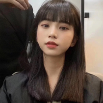 Comic bangs wig female summer hair black long straight hair simulation human hair short hair lolita full head cover natural