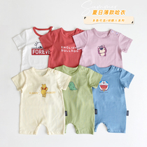 Baby clothes Summer short sleeves One-piece Clothing Pure Cotton Thin with newborn Ins Wind climbing to wear male and female baby khays