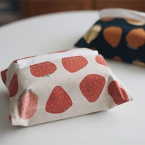 Big strawberry┊Nature time┊Japanese zakka imported thick cotton fabric paper towel set Paper towel bag original hand-made