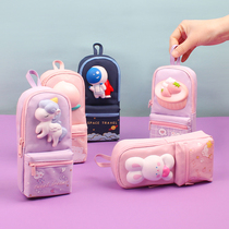 Pen bag 2021 new pop middle school student pencil case lead pencil box ins day series wind girl stationery bag cashier bag large capacity high face value bag pencil bag elementary school students Decompression Double Cute