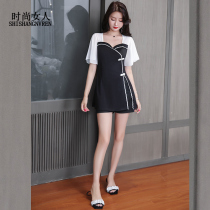 2021 summer retro modified cheongsam two-piece set Massage technician foot massage health care clothing Foot bath work clothes simple