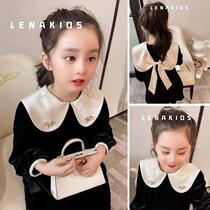 Girl Spring Dress New Dress Dress Child Herben Wind Velvet Butterfly Knot Princess Nepotism Girl Trendy Dresses