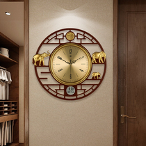 New Chinese wall clock Household Chinese style creative clock watch Living room decorative atmosphere simple wooden silent quartz clock