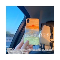 Q ART original three-dimensional ART painting Sunrise Jane ins oil painting spring for Apple 12 Huawei Xiaomi Android