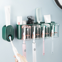 Toilet toothbrush holder non-perforated wall gargle brush Cup hanging wall type electric cylinder storage box set