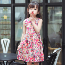 2021 New Girls summer dress little girl fashion floral dress summer beach dress cotton foreign princess dress