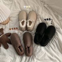 Korean version of flat snow boots women 2021 autumn and winter New plus velvet warm casual cotton shoes set feet comfortable ins ins