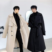 Windbreaker mens long winter thickened High sense handsome over the knee loose Korean winter coat mens coat tide