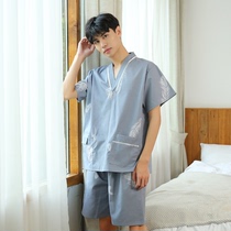 100%cotton sweatshirt mens Korean version of cute high-end large size sauna clothes kimono plus fat high-quality bath clothes