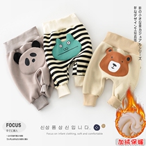 Newborn baby autumn winter new gush pants male and female baby cute large PP pants high waist beam leg thickened bag fart pants