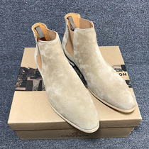  Chelsea BOOTS mens short boots pointed CHELSEA BOOT British leather all-match Beige Martin BOOTS autumn and winter tide