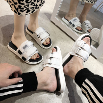 Hong Kong Tide Card 2022 Summer New Slippers Mens Han Version 100 Hitch A Personality Beach Shoe Couple Wear Fashion Sandals Outside