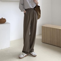 Big Code Panty Pants Drag West Suit Pants Woman 2021 Spring Summer Weak straight drum Loose Sense Casual High Waist Wide Leg Pants