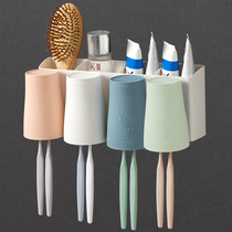 Toothbrush rack wall hanging non-perforated wall hanging wall to put mouthwash Cup Tooth Cup shelf toilet Cup electric three