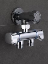 Non-disassembly live water diversion valve one in two out washing machine faucet splitter three-way angle valve one-point two adapter