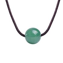 Green Dongling jade necklace pendant round beads for men and women lovers 14mm