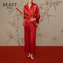 THEBEAST wild beast sends oriental beauty 22 mmi true silk sleeping robe suit pajamas suits New Years gifts