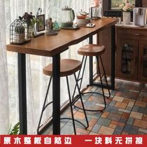 Solid wood bar solid wood bar table home balcony narrow table long table milk tea shop bar high table and chair