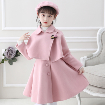 Girl woolen suit 2021 autumn and winter New Girl Korean dress children Net Red foreign air woolen princess dress