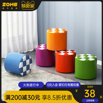 Living room small stool Home changing shoes stool Creative Leather Stool sofa Round stool Bench Solid Wood small bench Stool Short Stool Pipier