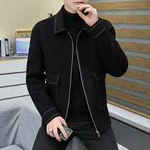 Light luxury double-sided cashmere jacket men's 2021 new autumn and winter fashion lapel woolen coat casual woolen coat
