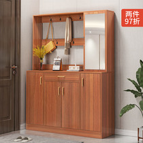  Shoe cabinet household entrance door large-capacity hanging coat rack one-piece small apartment solid wood color entrance cabinet balcony locker