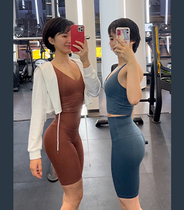 (lulu nude fitness suit) comfortable vest without embarrassing thread peach buttocks quick-drying middle pants