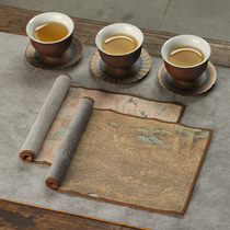 Xianmingtang suede tea towel home Zen tea table tea cloth high-grade absorbent tea mat kung fu tea set spare parts