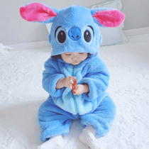 Net red baby clothes autumn and winter clothes set cute children's animal pajamas jumpsuit climbing clothes winter out holding clothes