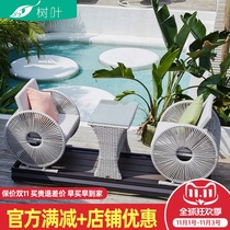 Outdoor courtyard balcony garden woven rattan swing chair Villa double power rocking chair Nordic outdoor hanging chair rocking chair