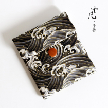Handmade fabric black gold wave protective cover for kindleoasis2 3 generation 7 inch screen paperwhite5