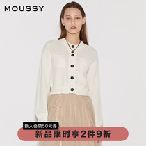 MOUSSY 2022 Early spring New products Short Round Neckline Pocket Casual Knit Cardiff 028FS770-0020