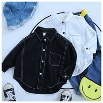 Childrens long sleeve top casual shirt 2021 autumn new boys loose foreign style Joker spring and autumn childrens clothing tide