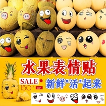 Fruit Smiley Face Stickers Waterproof Funny Funny Smiling Watermelon Smiley Face Stickers Expression Stickers Self-adhesive Label Stickers Fresh universal labeling Fresh fruit fruit stand creative stickers Apple Cantaloupe