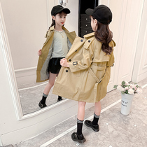 Girls windbreaker Autumn English style 2021 new middle and big Children Spring and Autumn foreign style fashionable long coat Korean tide
