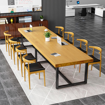 Solid wood desk conference table long desk desktop computer desk conference room large long table and chair combination simple and modern