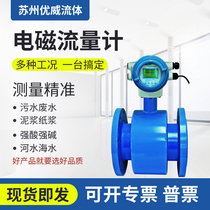 Electromagnetic flowmeter Intelligent digital display High precision sensor Pipeline integrated sewage liquid anti-corrosion flowmeter