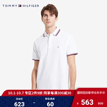Tommy Men spring summer classic cotton striped decoration lapel collar short sleeve polo shirt B2300