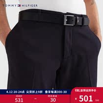 Tommy 22 new spring and summer mens clothing business casual metal needle button flag Bull Leather Belt AM0AM08470