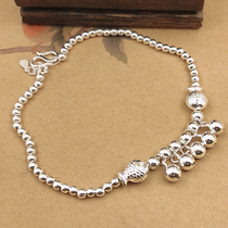 999 sterling silver anklet womens football silver Korean simple personality foot chain ancient temperament silver beads 2021 New