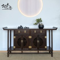 New Chinese style solid wood entrance cabinet shoe cabinet Villa living room wall retro storage low cabinet Dining side cabinet Middle hall decoration table