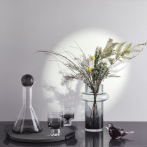 Residence High family residence minimalist transparent flower barrel flower pot advanced dry flower with bottle evergreen flower bouquet real floral suit pendulum piece